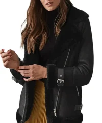 women-shearling-black-leather-jacket
