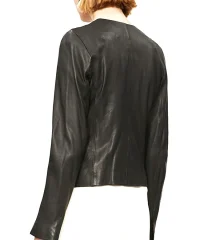 women-collarless-faux-leather-jacket